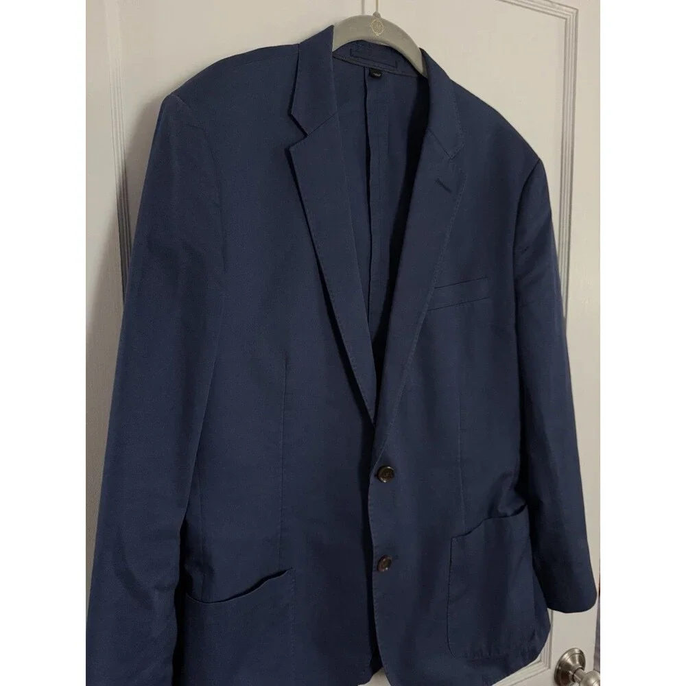 J Crew Ludlow Blazer 42R Navy Blue Larusmiani Italian Cotton 2 Button Sport Coat